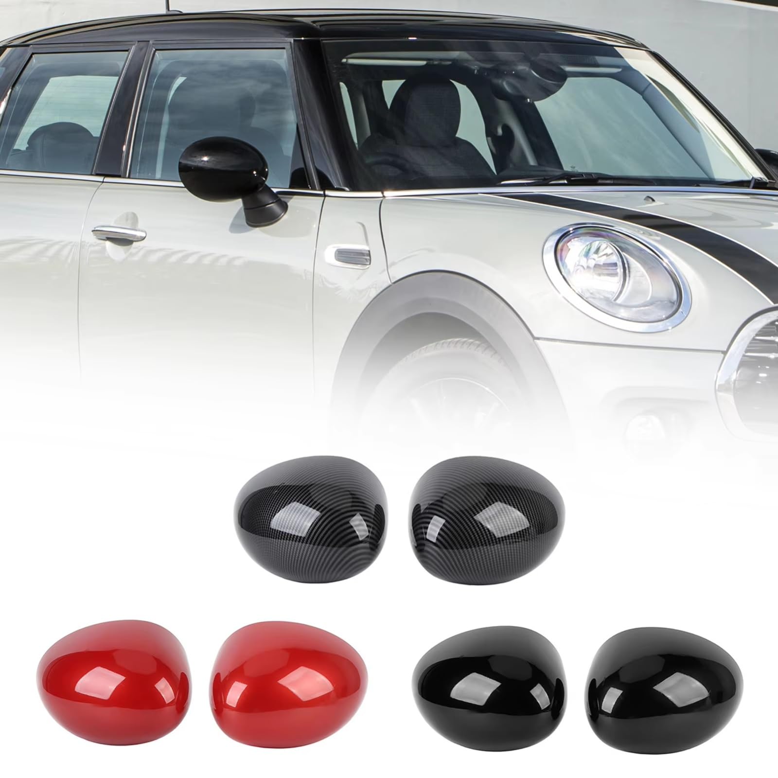 Espejo Inverso Carcasa Para Mini Para Cooper F54 F55 F56 Para F60 2014-2019 1 Par De Cubiertas Para Espejo Retrovisor Exterior Tapa Lateral 51167401229 Carcasa Espejo Izquierda(Estilo de carbono)