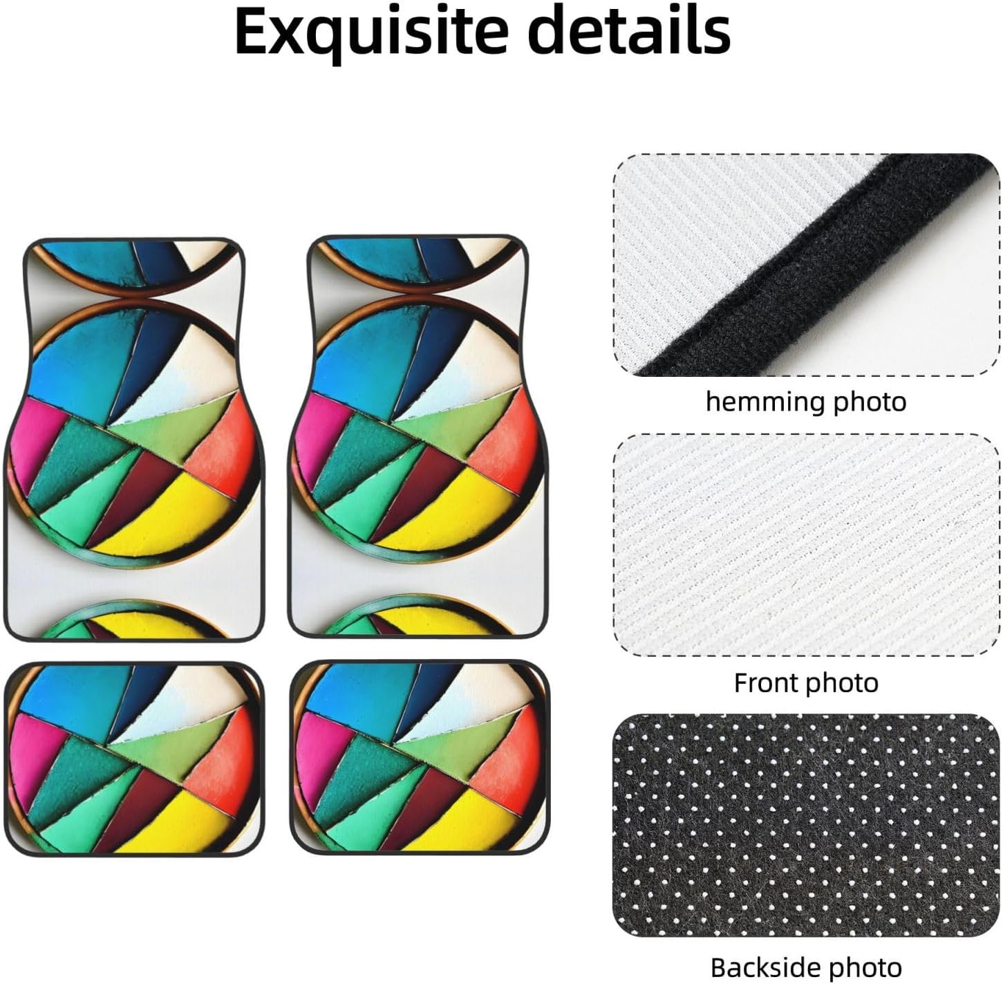Round palette Patterned car mats 4-piece set | For cars/SUVs/trucks | Firm fit without displacement