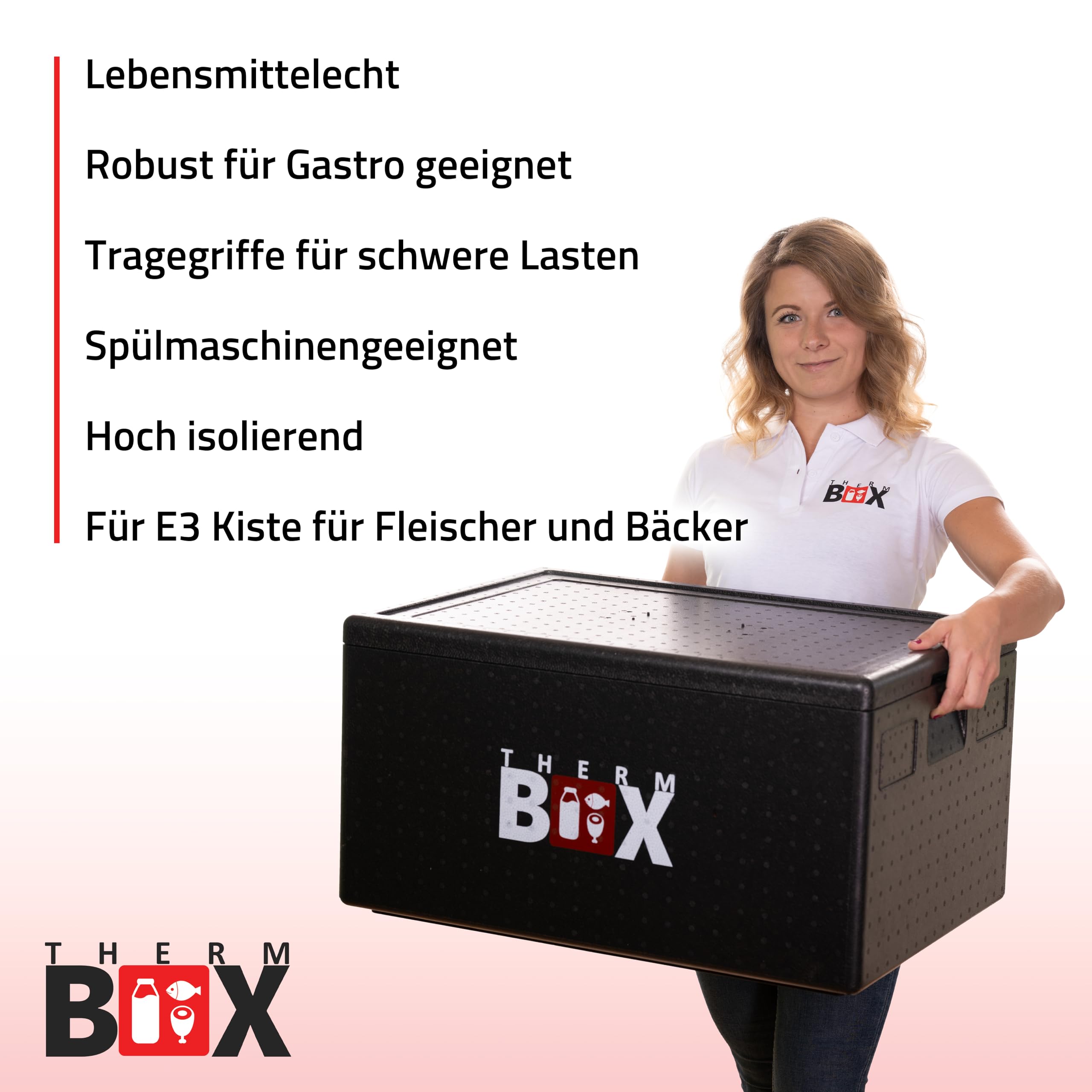 THERM BOX Profesjonalne pudełko styropianowe 12 l do 80 l z poduszką chłodzącą do lodówki, różne rozmiary, pudełko transportowe, wielokrotnego użytku