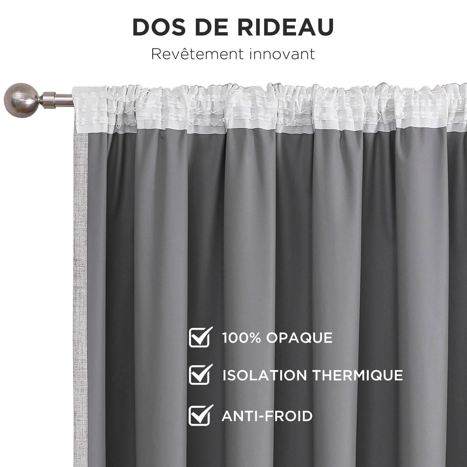 Joydeco 100% Rideau Occultant Thermique en Lin avec Galon Fronceur 140x275 cm 2 Pièces, Rideau Isolant Thermique Anti Froid et Chaleur à Passe Tringle pour Décoration de Porte Fenêtre