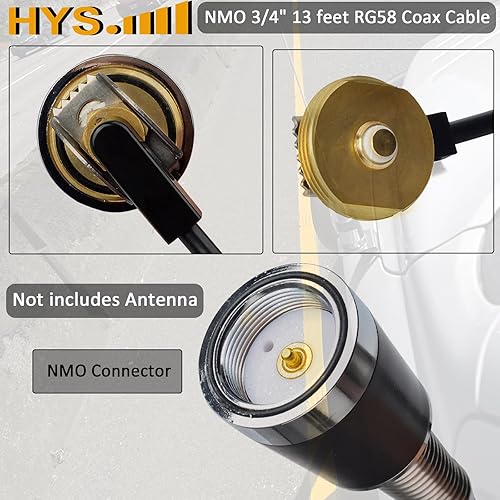 Miniatura 3 de HYS TCJ-N1 38" a 34" Montaje en agujero con 13'Acerca de 13.1 ft RG-58 Cable coaxial NMO a PL259 para todas las antenas de radio NMO VHFUHFCB