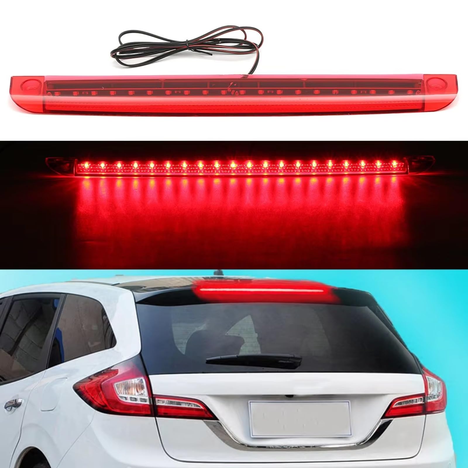 Feu Stop Arrière High Tail Third Universel voiture moto rouge 12V 20 LED 3RD feu Stop arrière de frein à montage élevé