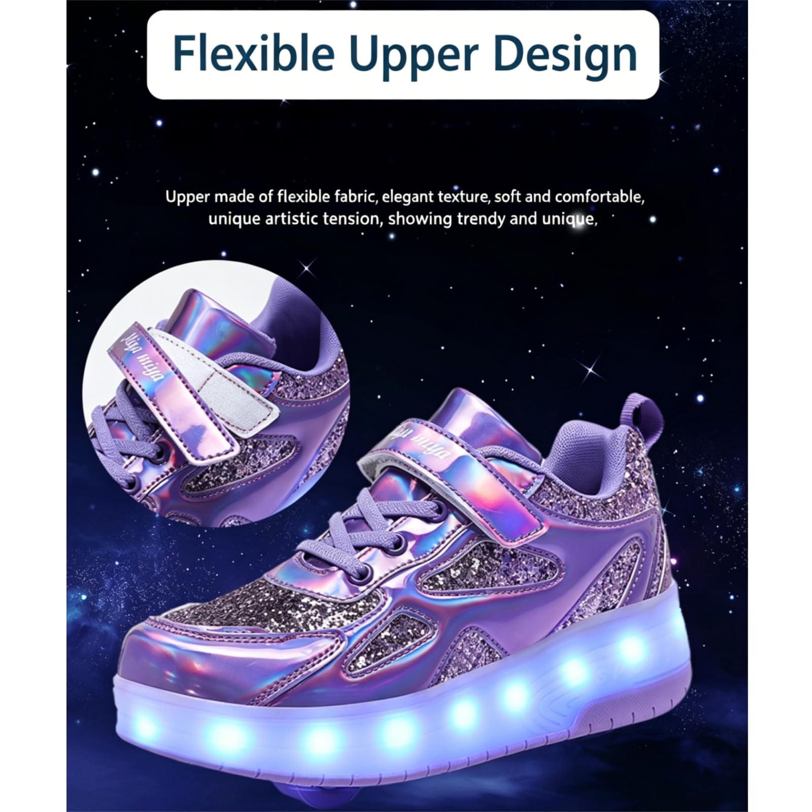 JJDFW - Tenis unisex para niños con ruedas LED con gancho y bucle