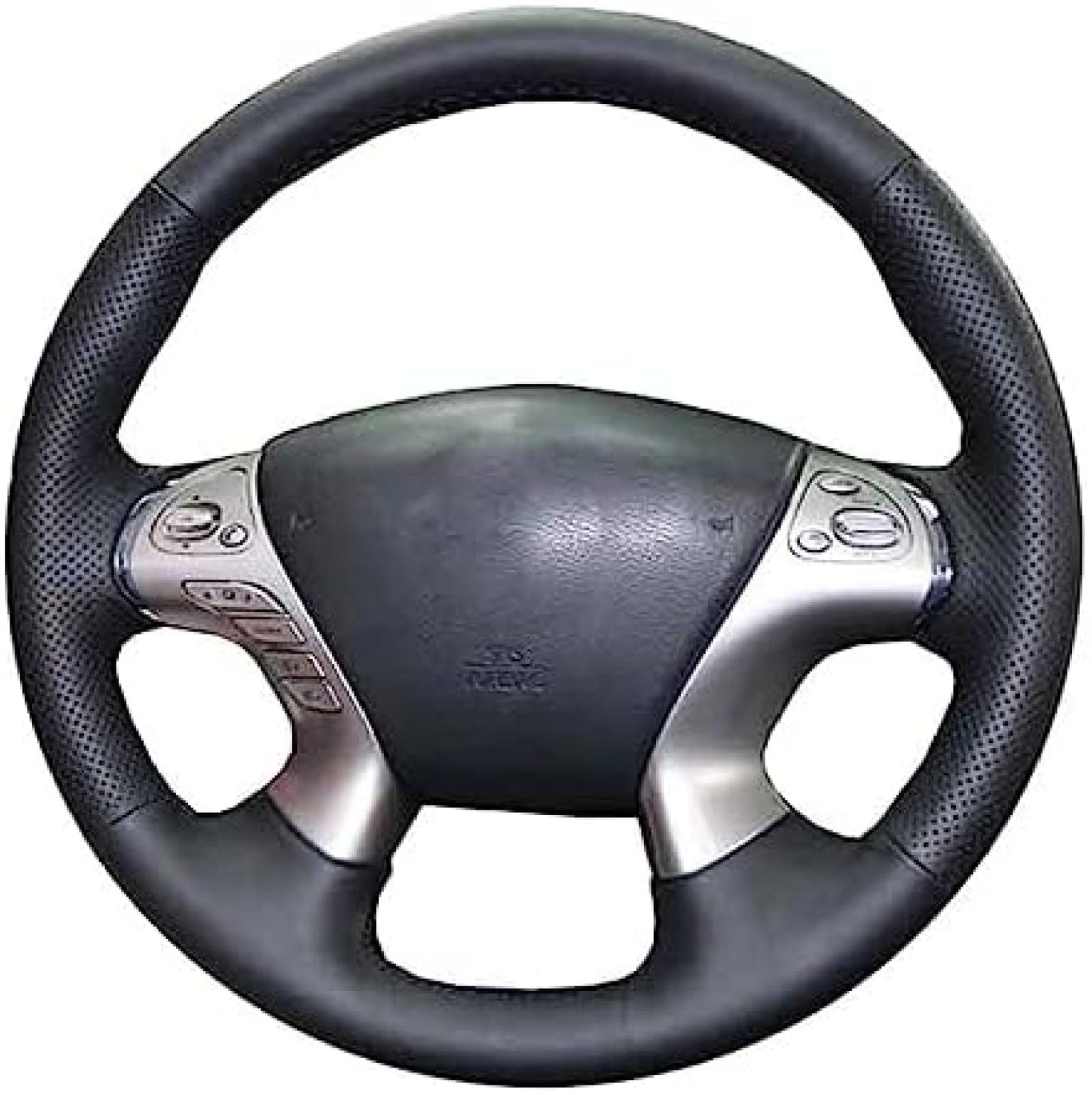 Amazon | ブラックレザー車のステアリングホイールカバー