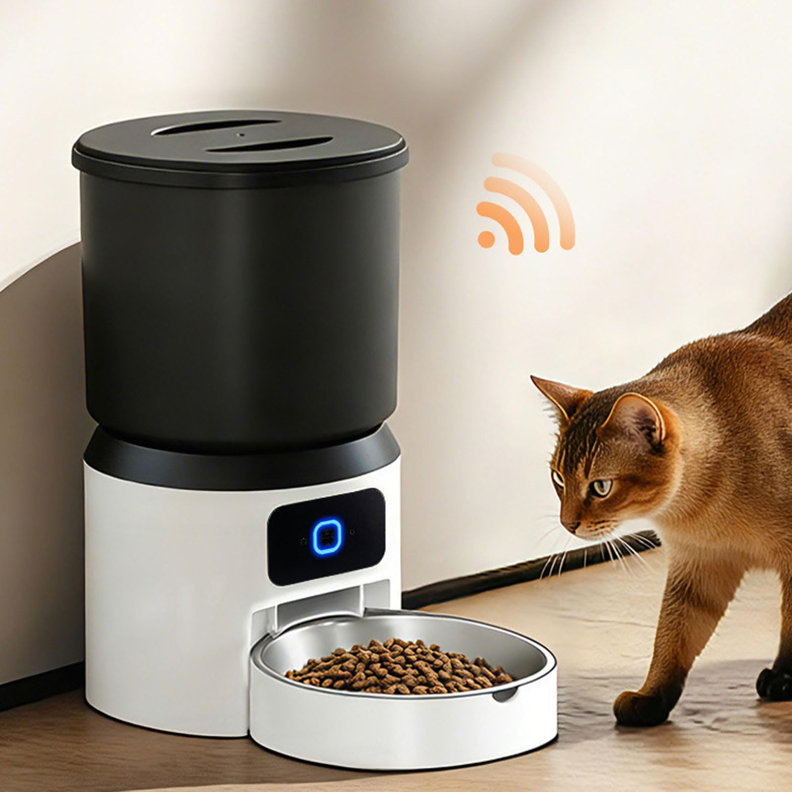 Alimentatore per Alimenti per Animali Domestici Dispenser Automatico di Cibo per Cani di Grande capacità da 4 Litri per Famiglie con più Animali Domestici Materiale ABS
