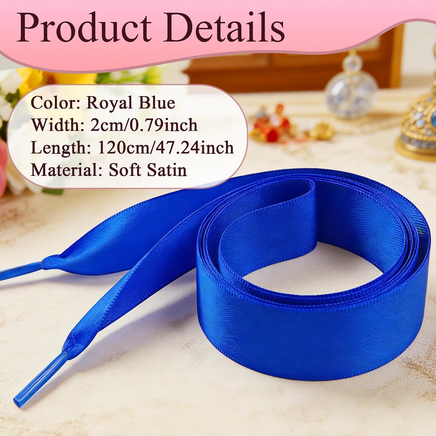 Biaungdo 2 Pairs Satin Ribbon Shoe Laces,Ribbon Shoelaces 2cm Width 120cm Length,Silk Like Flat Shoe Laces Satin Shoestrings