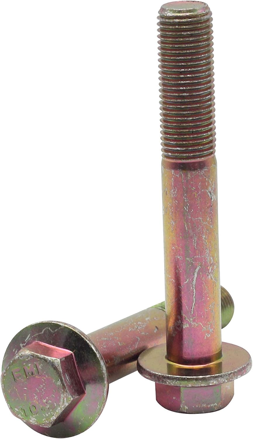(2pcs) BelMetric M14X1.5X90 Metric Hardened Fine Thread Hex Head Flange Bolt, DIN 6921, Class 10.9, Yellow Zinc Finish, BFD14X1.5X90YLW-2