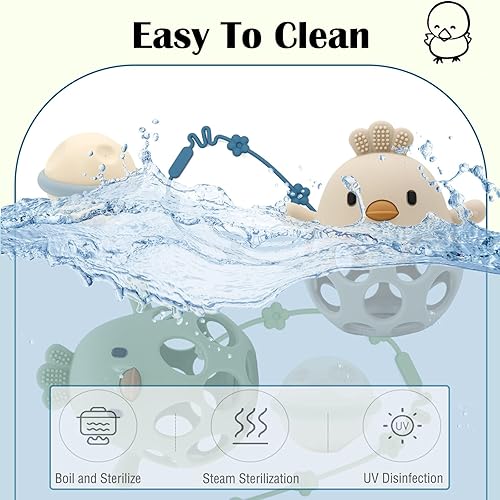 Miniatura 4 de Juguete de dentición para bebés, juguetes de dentición de pollo huecos de silicona, juguetes suaves para masticar para necesidades de succión, las