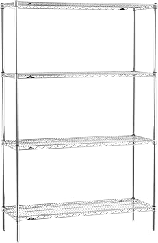 METRO Super Erecta 48 W x 18 D x 74 H Chrome Wire Shelving Unit, 4 Tier, 2000 lbs. Capacity, NSF Listed Commercial Steel Rack for Pantry, Closet, Garage and Dry Storage