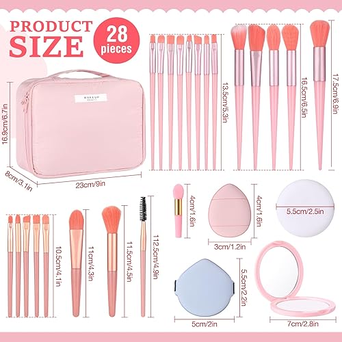 Miniatura 10 de Paterr Juego de 28 piezas de regalo para el día de San Valentín para mujeres, bolsa de maquillaje con brochas de maquillaje, cepillo sintético