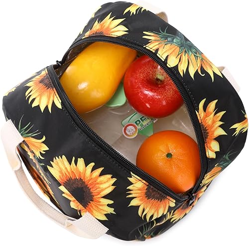Miniatura 3 de Mimfutu Bolsa de almuerzo con aislamiento de girasol para mujeres y niñas, lonchera reutilizable para adultos, niños, escuela, trabajo, viajes