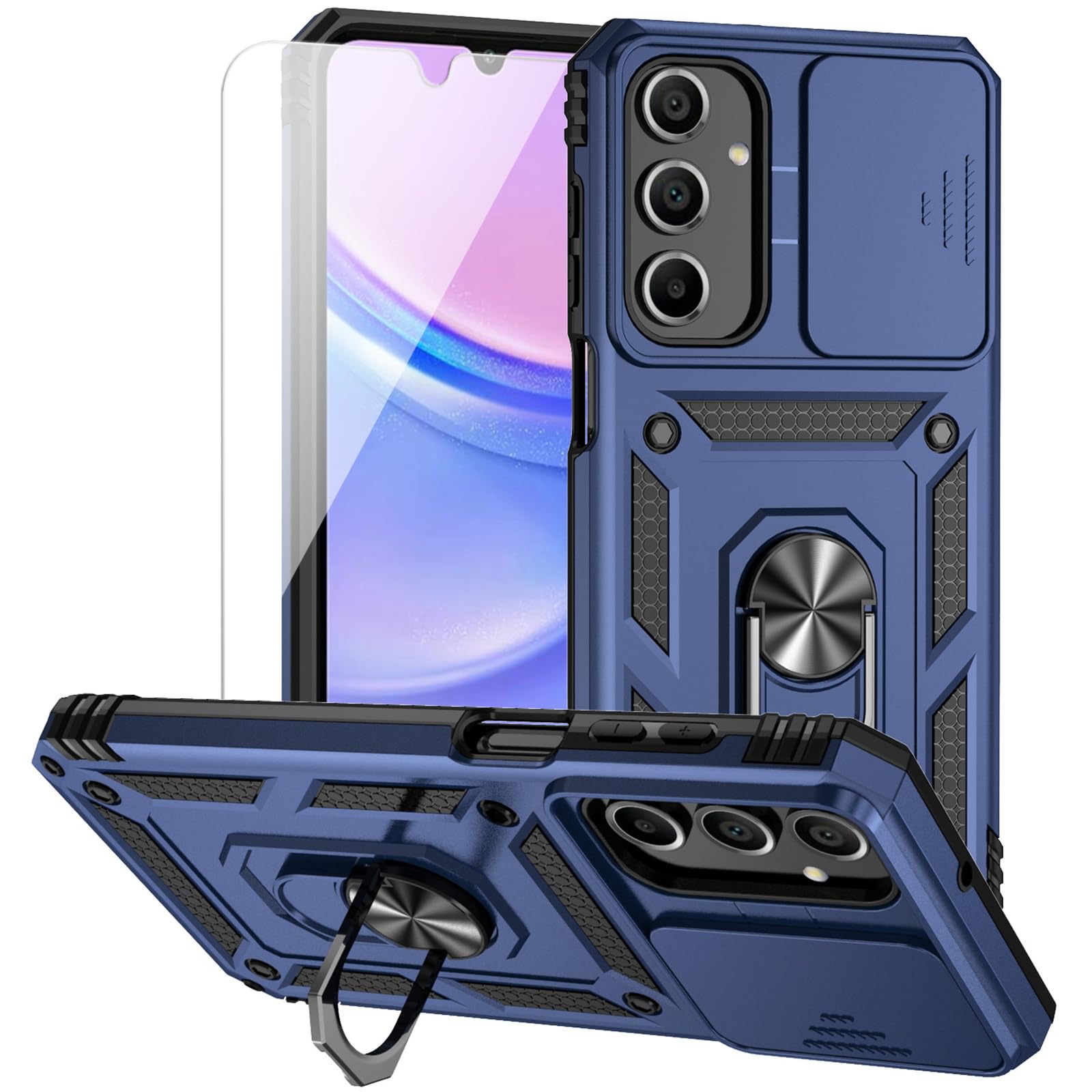 for Samsung Galaxy A16 5G Case with Camera Lens Cover HD Screen Protector, Dual Layer Military-Grade Drop Tested Magnetic ...