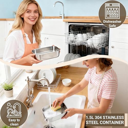 Miniatura 4 de Lonchera eléctrica con calentador de alimentos - Calentamiento rápido de 80W, lonchera con calefacción de 1.5L a prueba de fugas, calentador de 1.5L