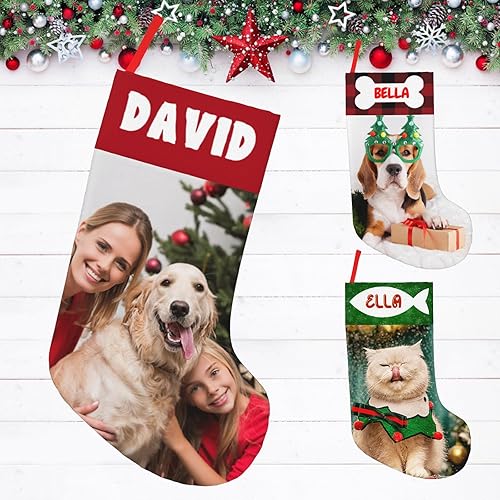 Medias de Navidad personalizadas de 18 pulgadas, medias personalizadas de Navidad con nombre, imagen, adorno de Navidad, decoración de vacaciones,