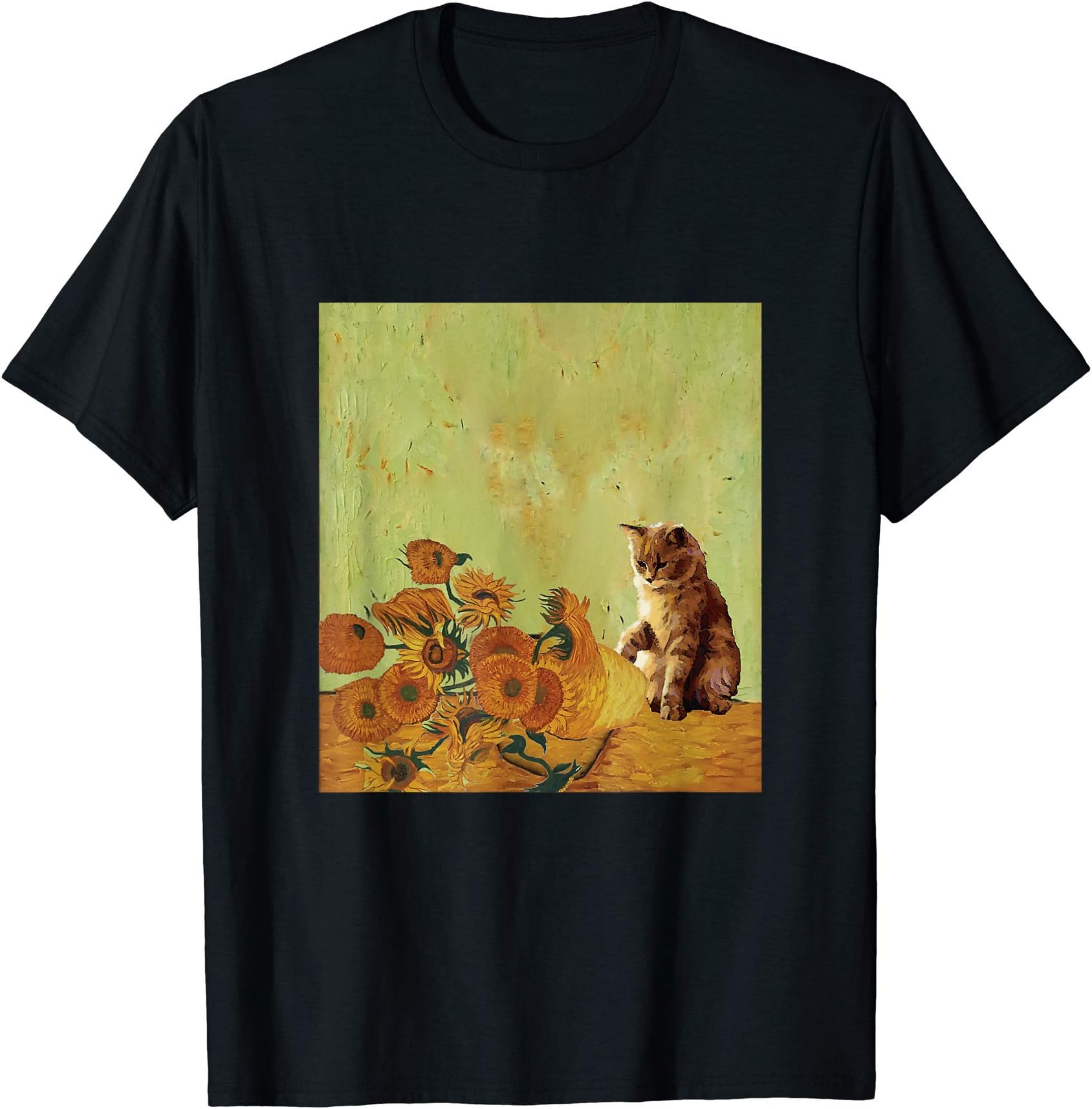 Van Gogh Funny ArtVan Gogh Sunflowers Funny cat art painting T-Shirt