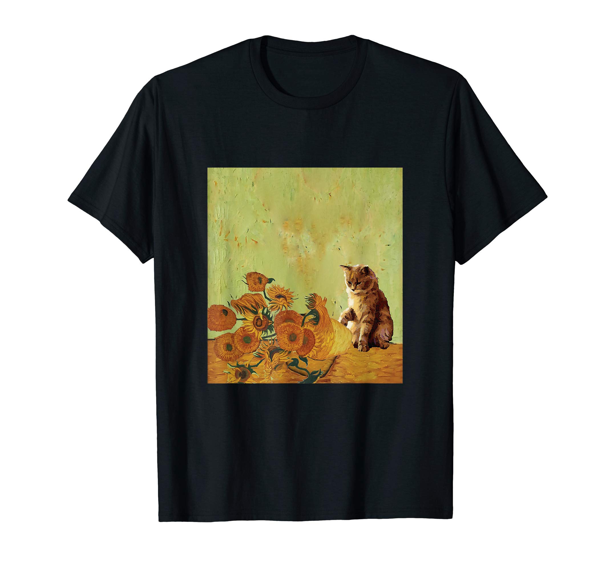 Van Gogh Funny ArtVan Gogh Sunflowers Funny cat art painting T-Shirt
