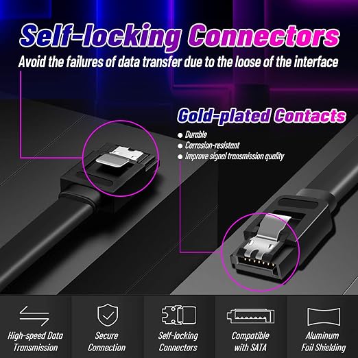 Cable SATA III y divisor de alimentación, 6 piezas negro miniatura 4