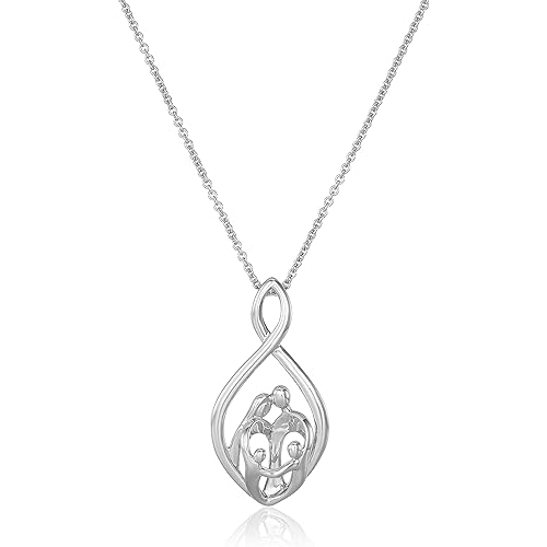 Amazon Collection Sterling Silver Family Infinity Pendant Necklace, 18"