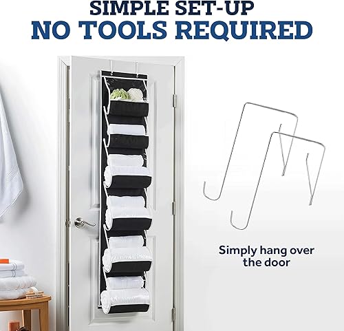 Miniatura 6 de ZOBER Organizador de bolso para armario, organizador de bolsos sobre la puerta con 6 bolsillos para un fácil almacenamiento de bolsos, ganchos de