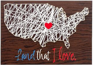 FunExpress USA String Art Craft Kit - Patriotic DIY Wood Sign for 4th of July, 10x7 Inches with String, Felt Heart & Hanging Hardware