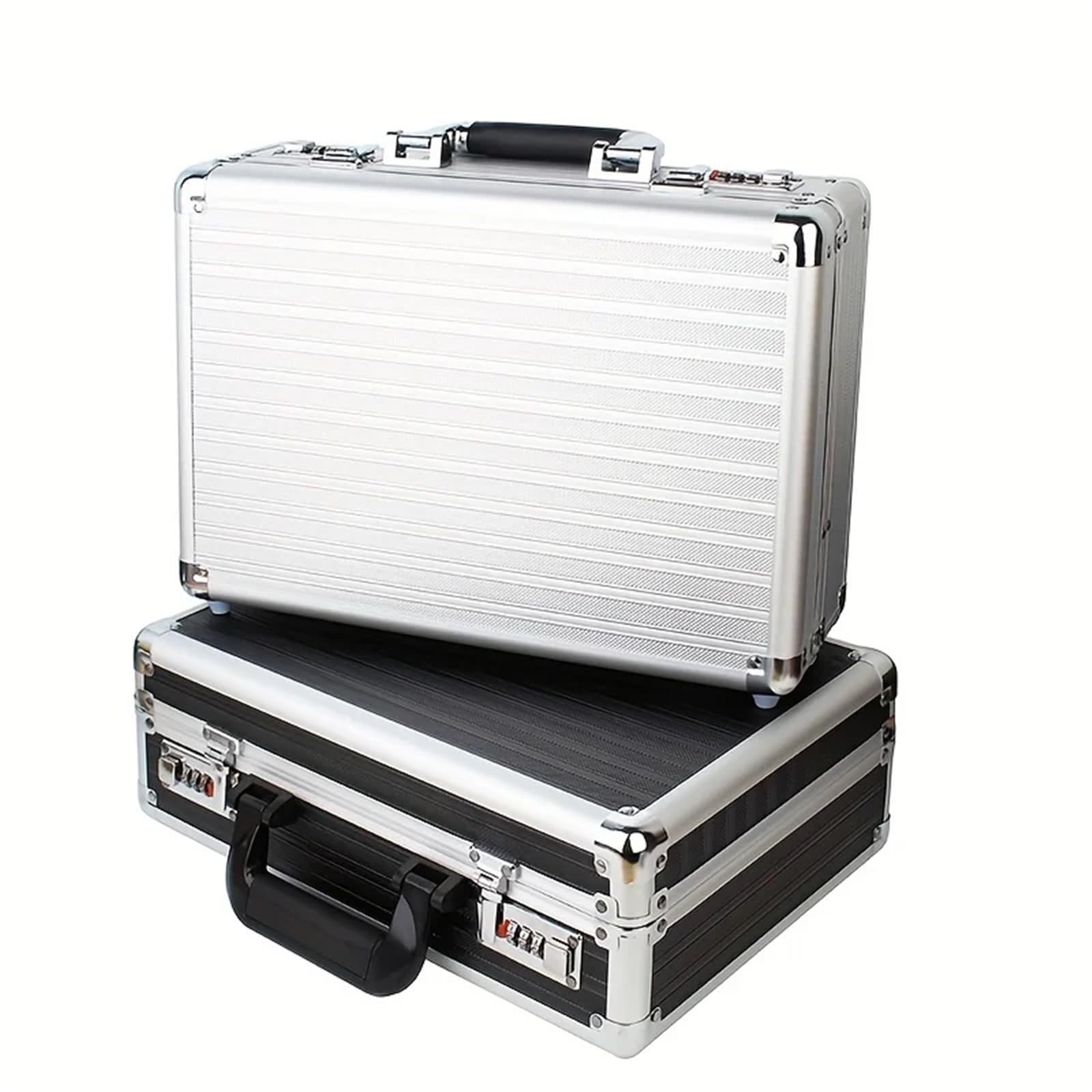 MaletíN De Aluminio Con Asa Caja de herramientas portátil con contraseña, caja almacenamiento equipo seguridad aleación aluminio esponja, protección contra caídas instrumentos precisión(White)