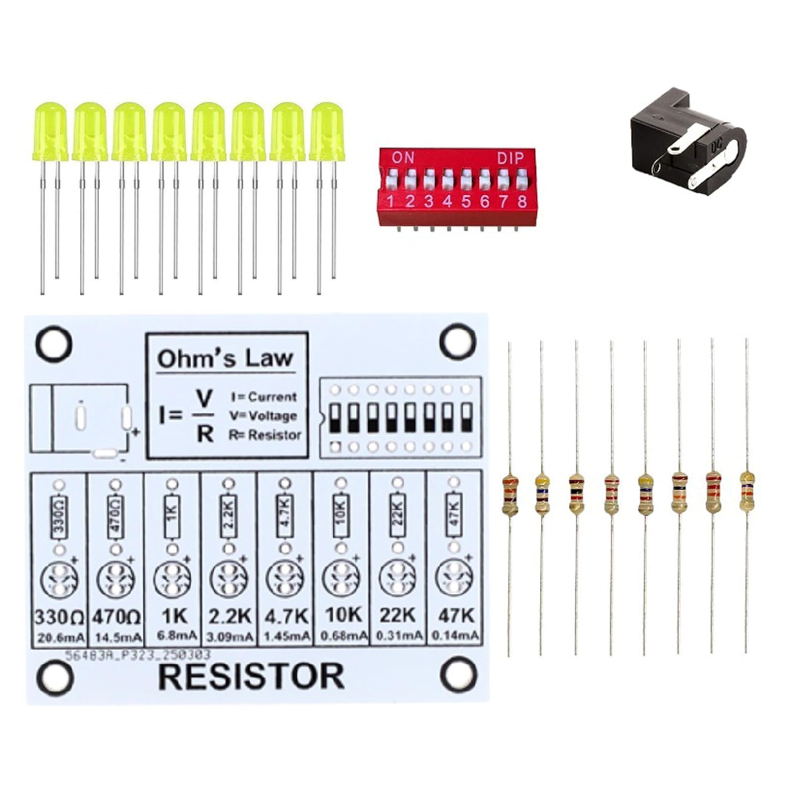 Maxtonser LED Ohms Law Soldering Practice Set Resistor Learning Board Electronic Teaching Lab Training Soldering Replacement