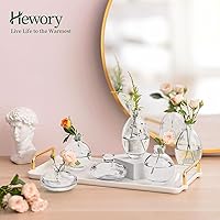 Vista 4 de Juego de 3 jarrones de vidrio para capullos, jarrones pequeños transparentes lindos Hewory hechos a mano, mini jarrón de vidrio para flores