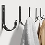Wall Hooks for Hanging Towel/Coat - 22LB Screw in Metal Hanger Wall Mount, for Outdoor, Closet, Door, Bathrooms, for Backpack, Robe, Black 5 Pack