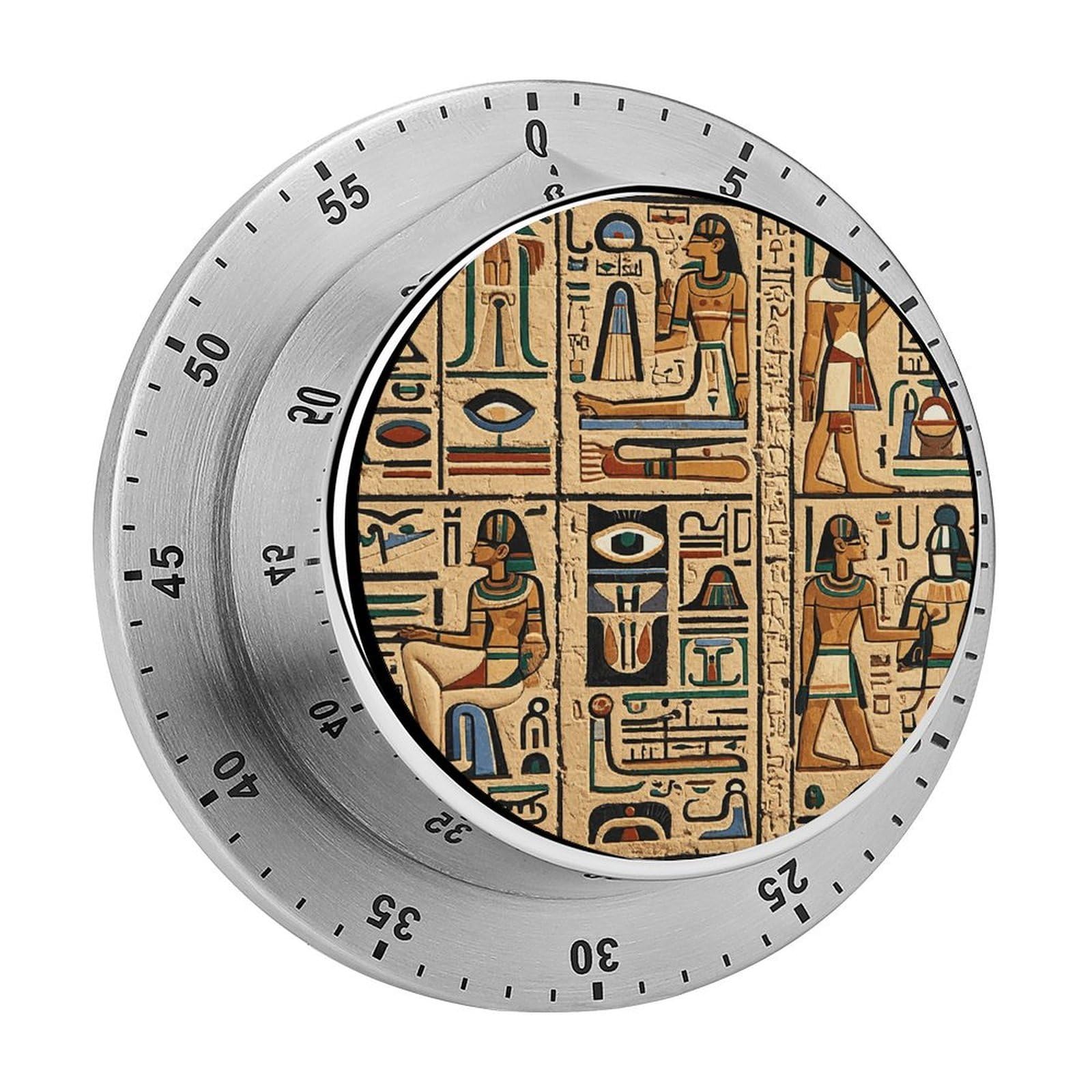 Ancient Egyptian Hieroglyph Kitchen Timer for Cooking Chef Cooking Magnetic Timer Loud Alarm Mechanical Desk Stainless Countdown Reminder