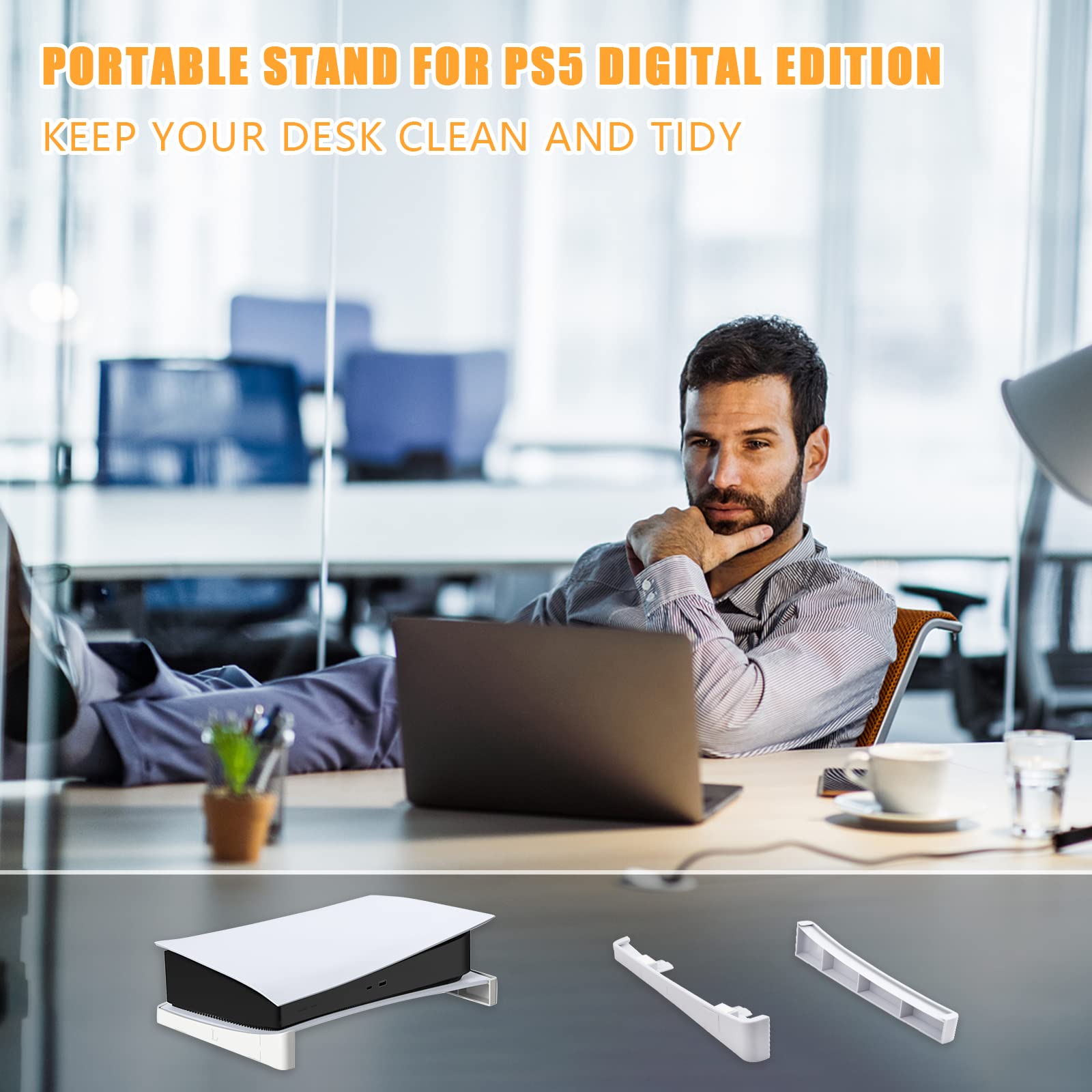 Soporte Horizontal para PS5, Soporte Base para PS5, Soporte Horizontal compatible con PS5 DE/UHD Consola, Compatible con Playstation 5 Disc & Digital Editions, Soporte acostado para PS5, Blanco