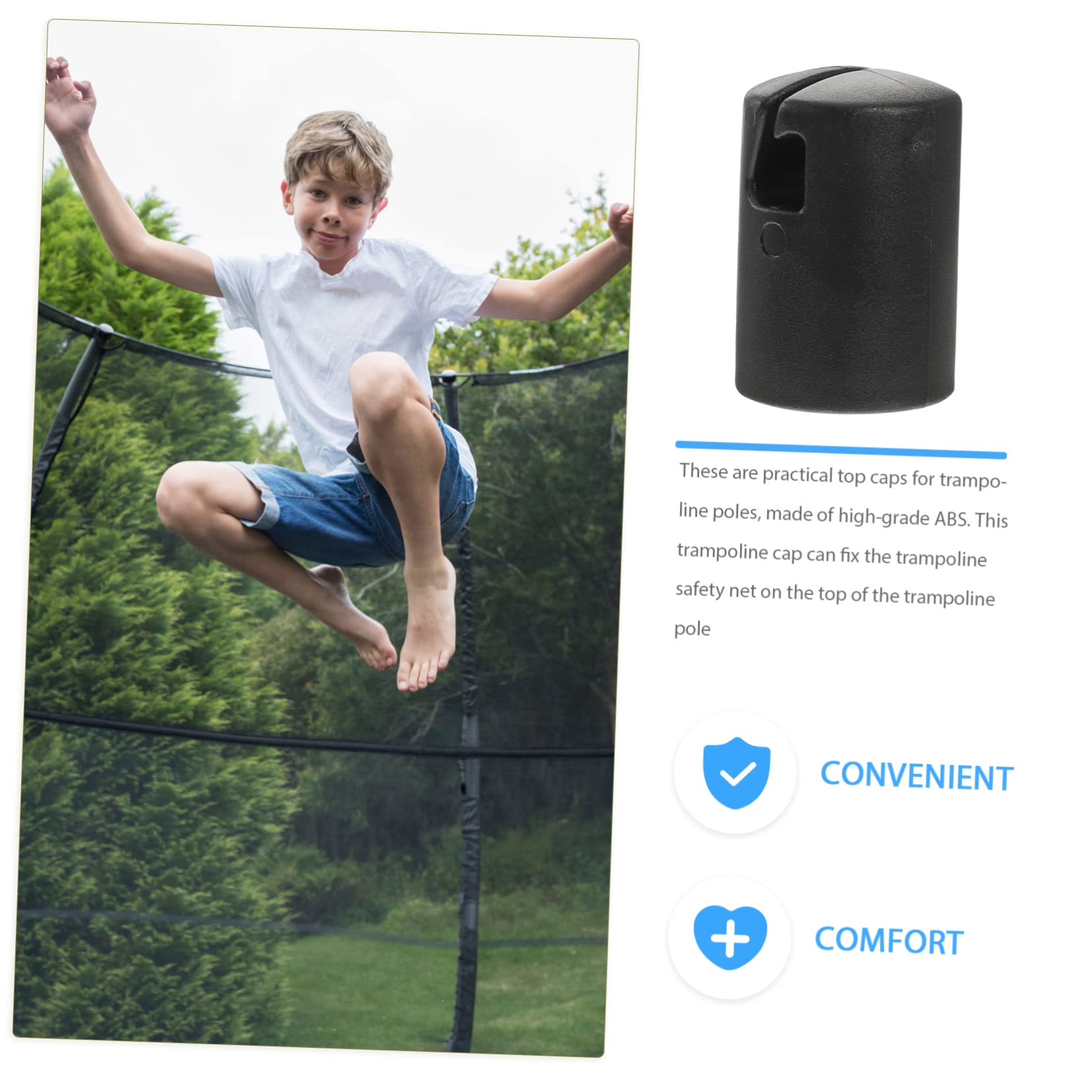 BRIGHTFUFU 6pcs Wear-Resistant Trampoline Rod Covers Plastic Replacement Caps for Trampoline Parts Protective Tube Covers for Boy Girl's Jumping Bed Daily Use Accessories