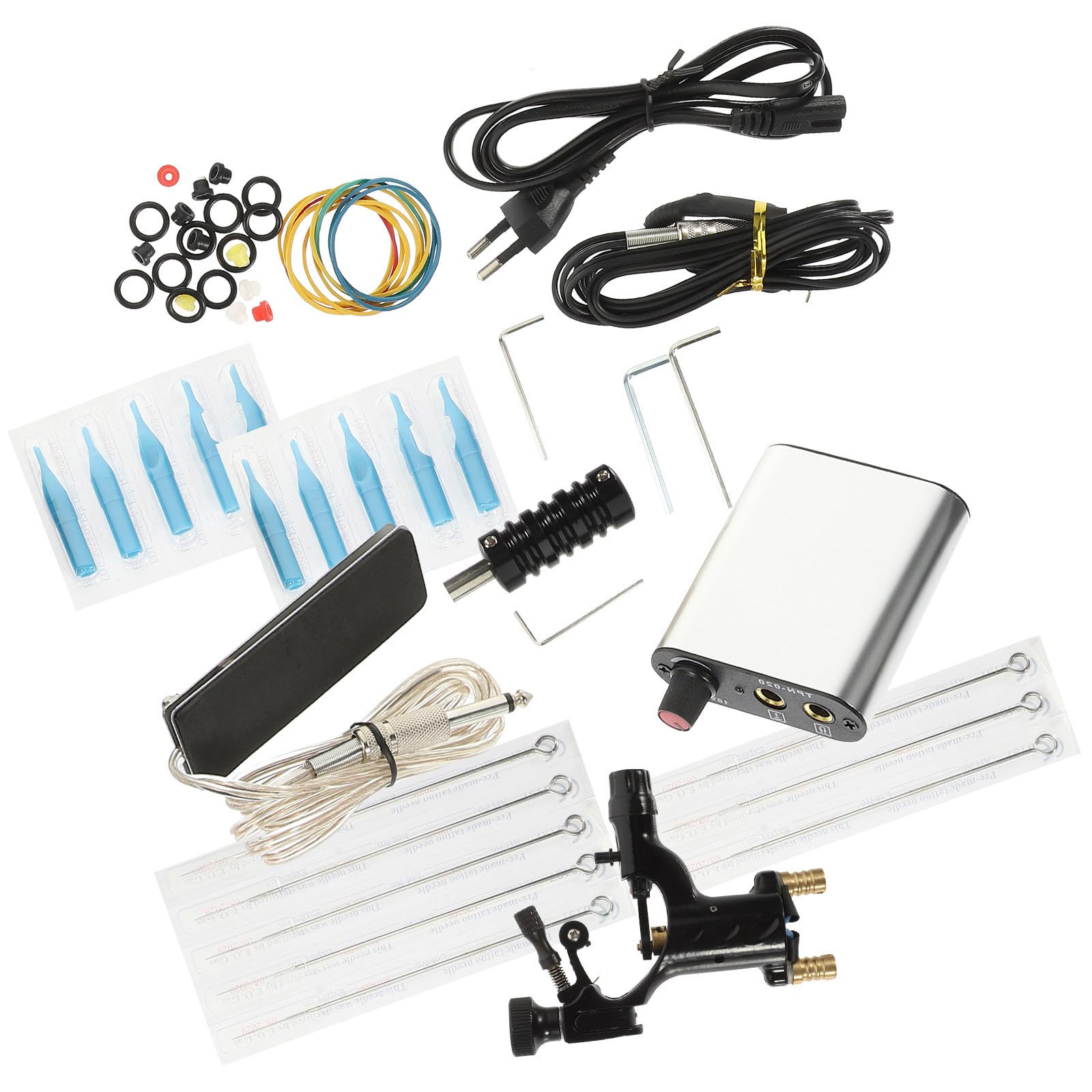 YARNOW kit de completo máquina de tatuar 1 juego motor rotatorio portátil para tatuar estable para principiantes negro aleación de aluminio y acero inoxidable
