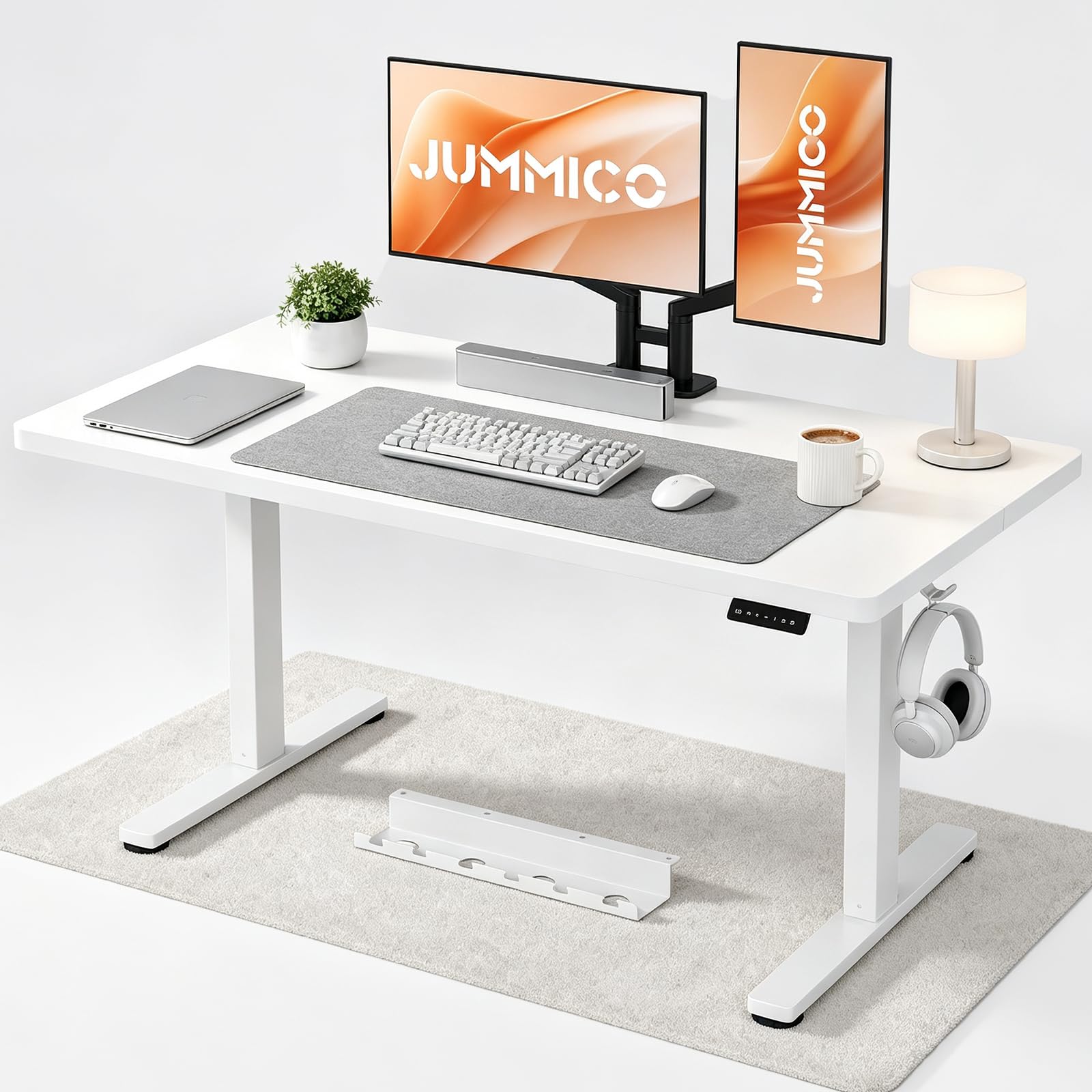 JUMMICO Electric Height Adjustable Desk, 140x70cm,White — image 1