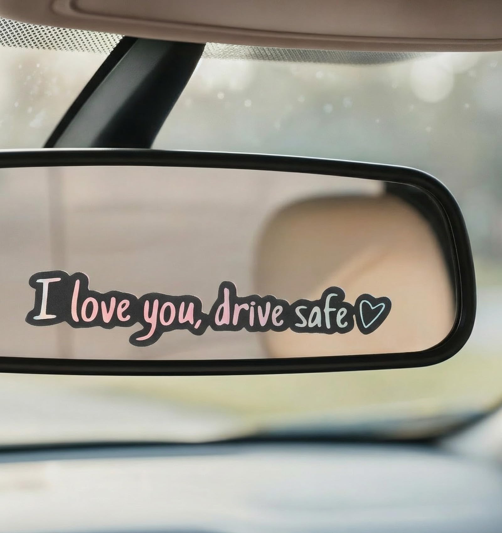 5Pcs I Love You Drive Safe Mirror Sticker, I Love You Drive Safe Sticker for Rearview & Side Mirrors, Waterproof Vinyl Loves Message Decoration, Funny Gift for Couples & Family — view 8