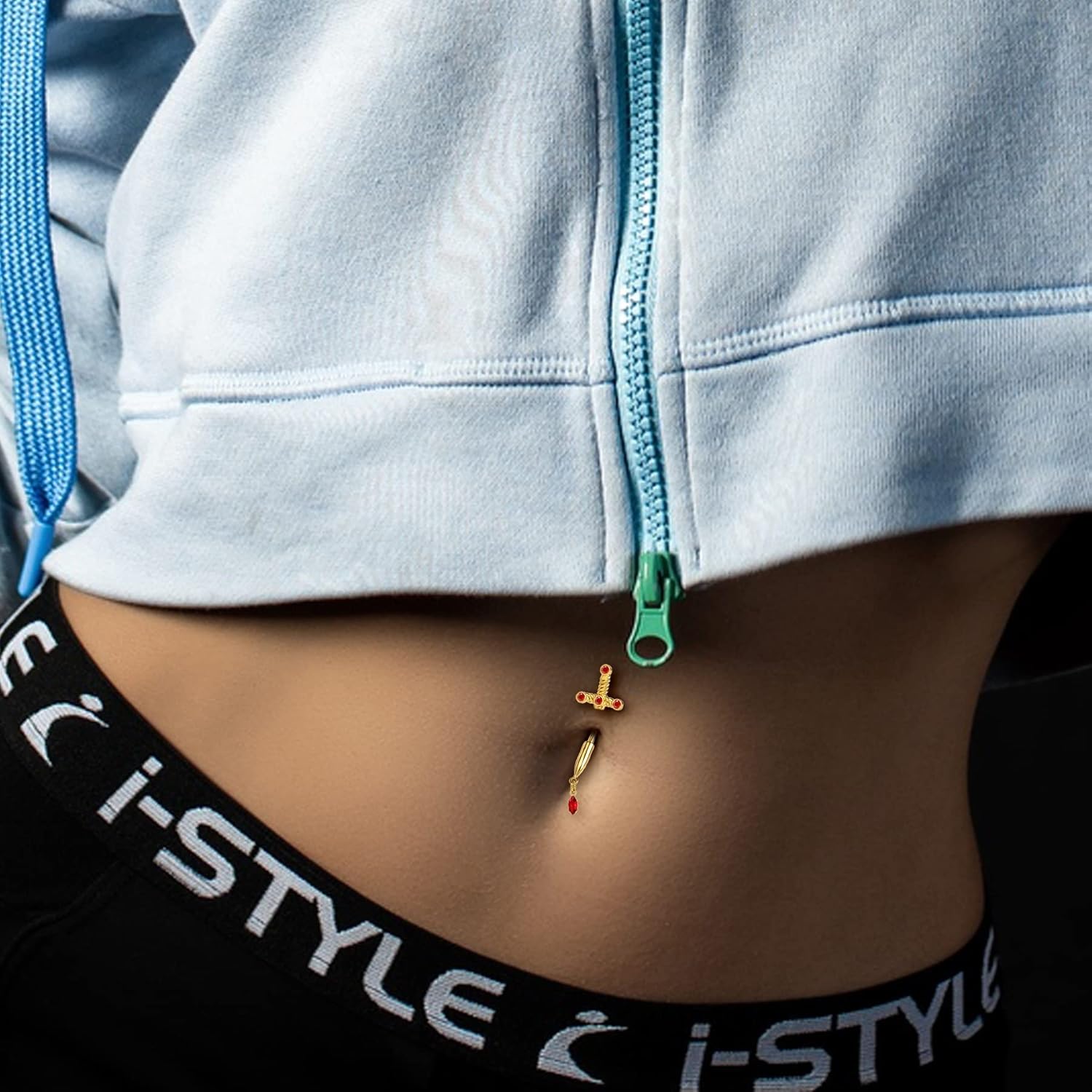 CM Crareesi Mania Dagger Belly Button Rings Gold Belly Rings for Women 316L Stainless Steel Belly Button Piercing 10mm Navel Piercing Jewelry 14G Cool Style Belly Piercing Jewelry - Image 6