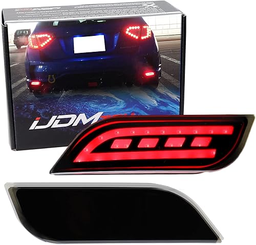 iJDMTOY JDM - Reflector de parachoques inferior con lente ahumada, luz LED completa compatible con Subaru Impreza, WRXWRX STI, XV Crosstrek, función