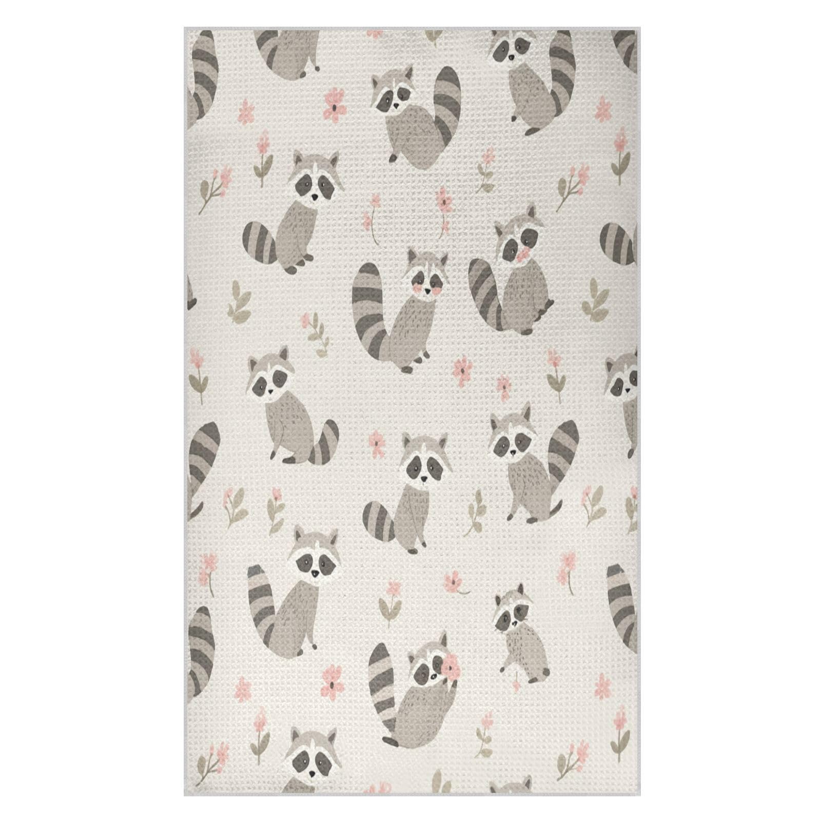 BURSTDDY Raccoons Kitchen Towels,Absorbent Dish Towels 1 Pack