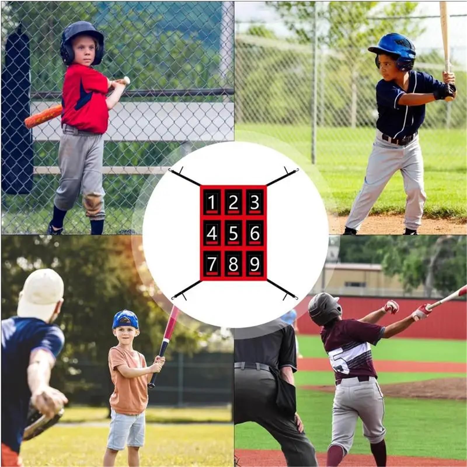 Baseball Rebounder Netz Pitching Net Softball-Übungs-Schlagziel Einstellbares mit Strike Zone for Baseball-Softball-Übung Tragbar