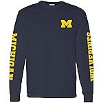 UGP Campus Apparel AL1120 - Michigan Wolverines Double Sleeve Print Long Sleeve - Medium - Navy