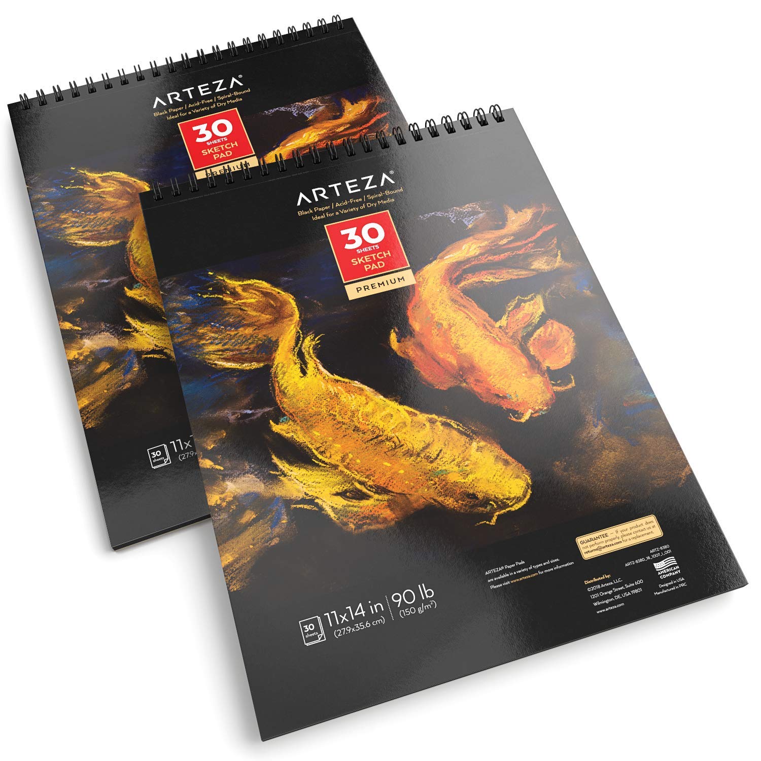 Snapklik.com : Spiral Sketch Book 11x14 Black Art Paper Drawing Pad 2 ...