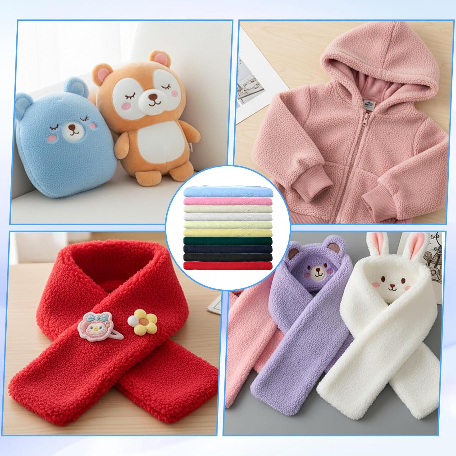 20 Pcs Knitted Polar Fleece Fabric 20 x 20 Inch Solid Color Anti Pill Plush Fabric, Patchwork Polyester Fleece Cloth for Blanket, Sewing, Clothes, DIY Crafts