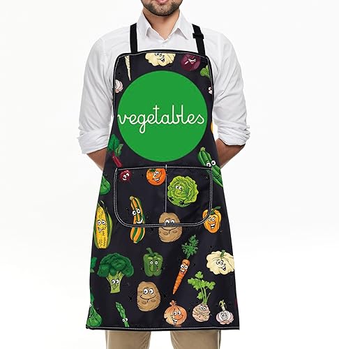Miniatura 7 de FUSTMW Delantal de verduras regalos para jardineros de verduras, delantal para amantes de las verduras, regalos de cocina, delantal de chef con
