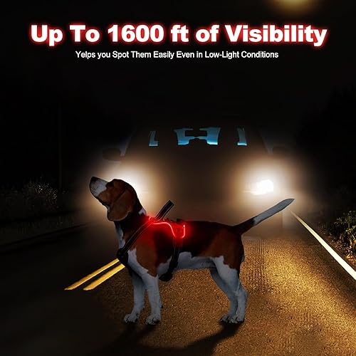 Miniatura 6 de MASBRILL Arnés iluminado para perro, arnés para perro sin tirones, arnés LED recargable con asa ajustable brillante arnés para perros pequeños,