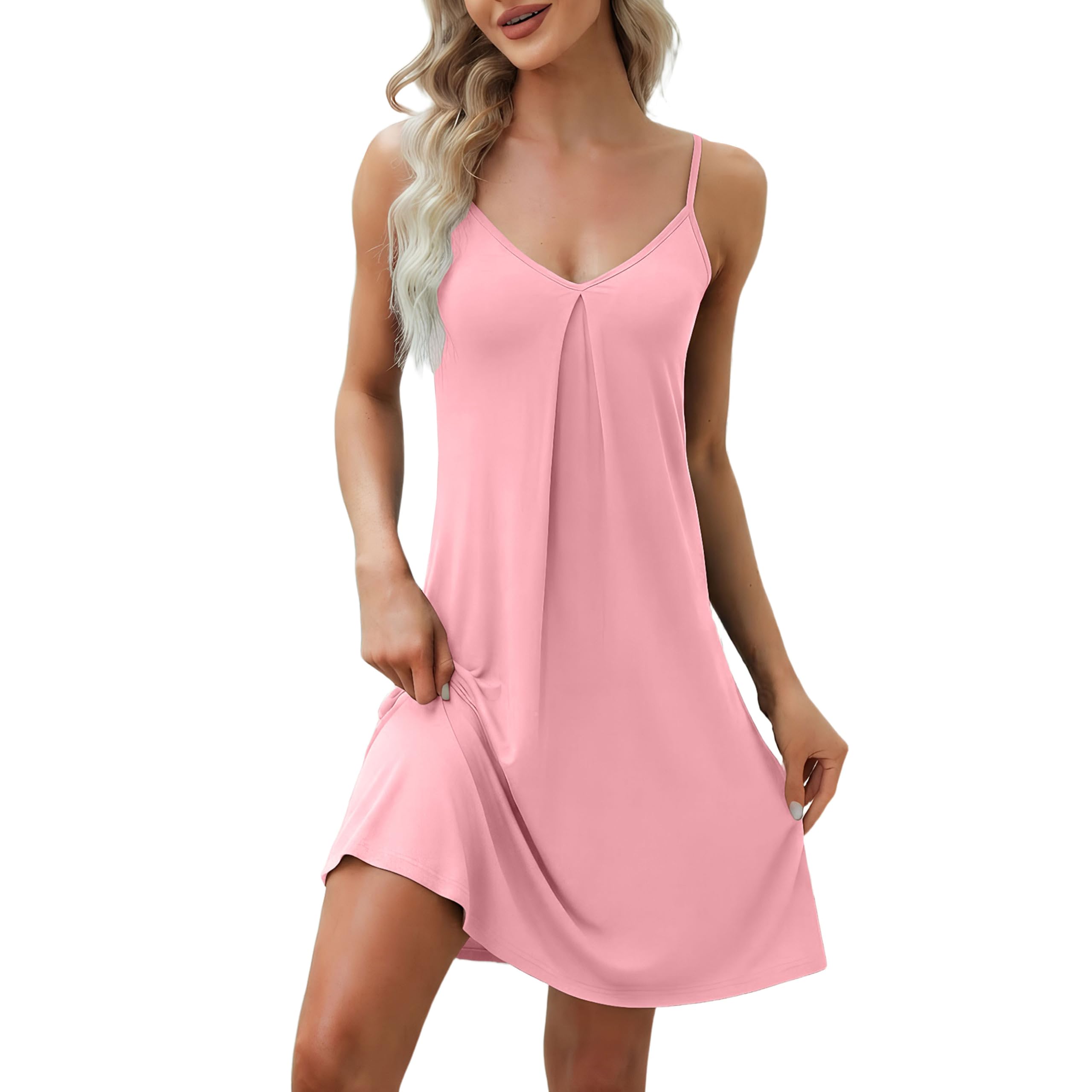 Xuepelit Nachthemd Damen Unterkleid Sexy Sommer Negligee für Frauen Spaghettiträger Babydoll Nachthemden Baumwolle Nachtwäsche Träger