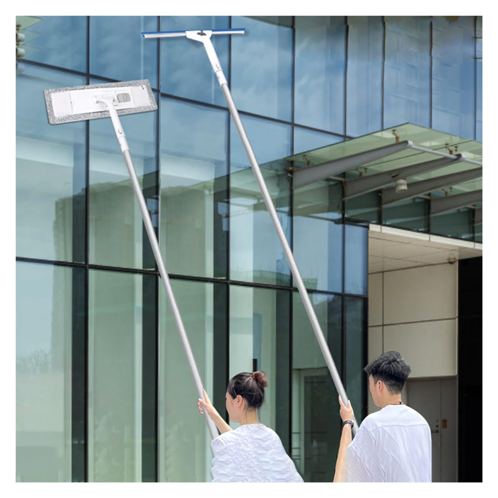 Professional Window Cleaner Tool, 4 10 16 25 28 31 Feet 37 40 FT Window Washing Kit/ High Outside Windows Dusting Pole With Squeegee, 3 In 1 Glass Washer Rod for Apartment Second Floor(8.6m/28.2ft)