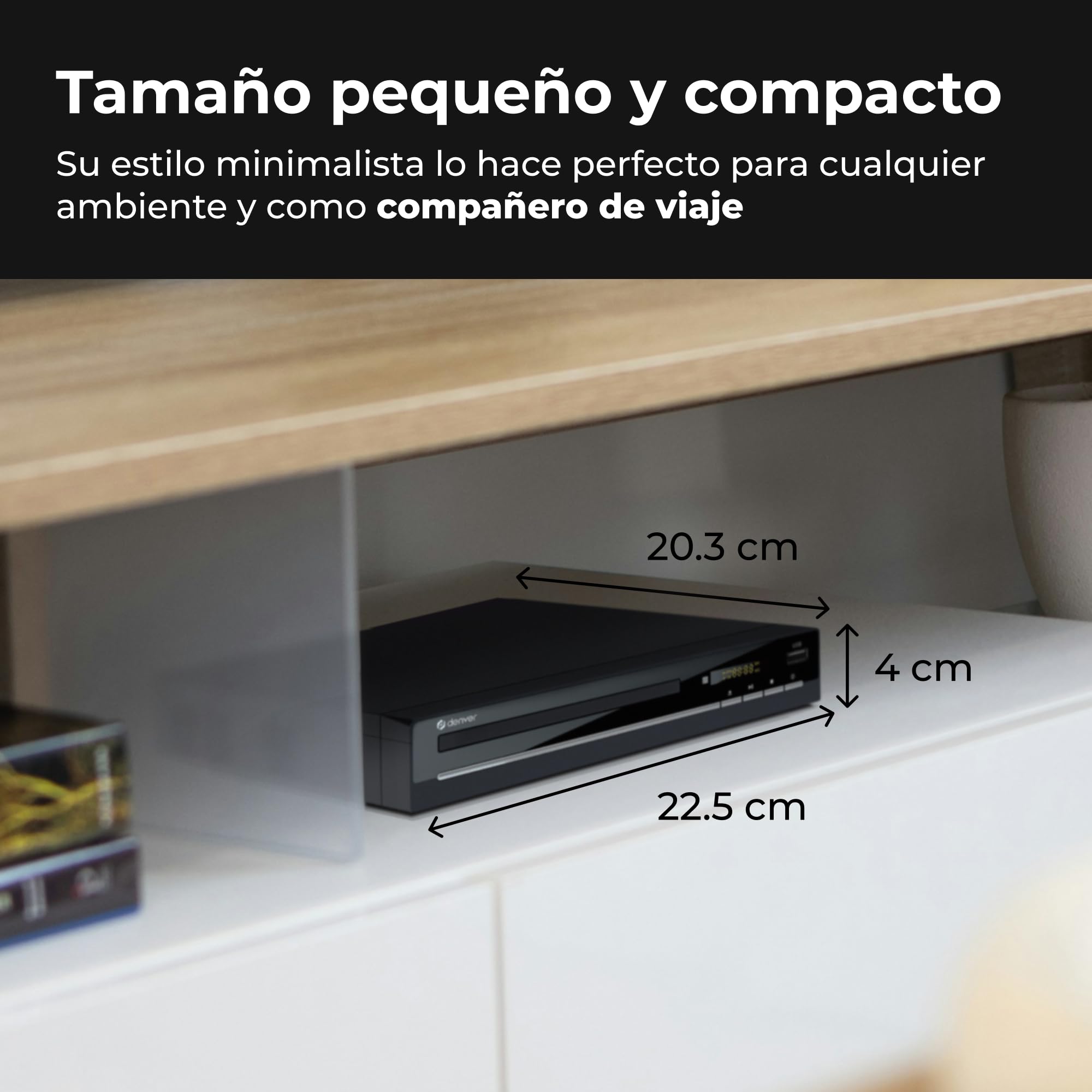 Denver DVH-7787MK3 Reproductor DVD para TV, HDMI, Scart, USB, reescalado 1080p por HDMI, Mando a Distancia, Negro
