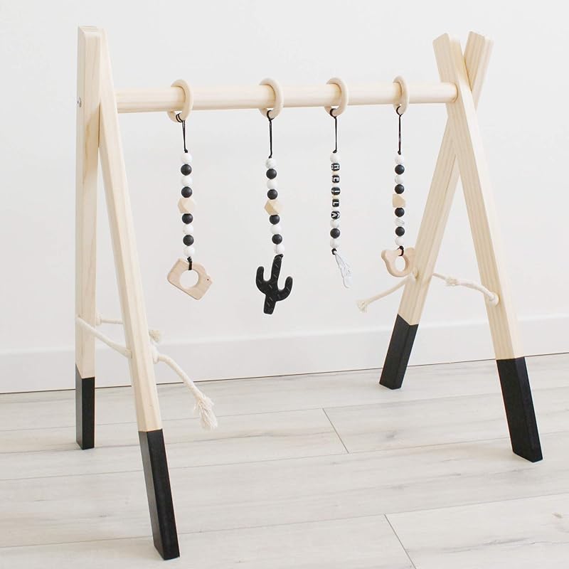 Arche En Bois Portique D Eveil En Bois Noir Personnalise Pour Bebe Amazon Fr Produits Handmade