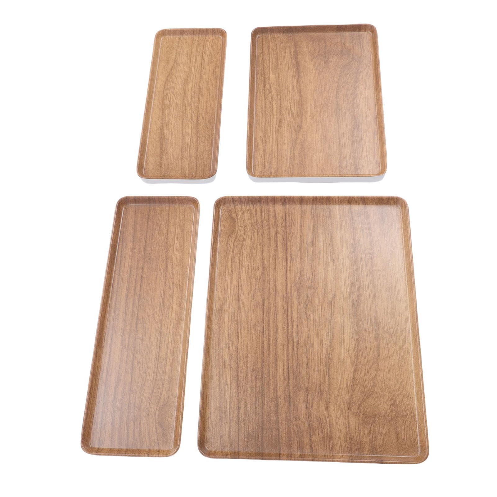 Vassoio da Portata in Melammina Antiscivolo, Piatto Rettangolare con Venature del Legno, Bordi Lisci Moderni, Leggero, Robusto, Facile da Pulire, Ideale per L'uso Domestico