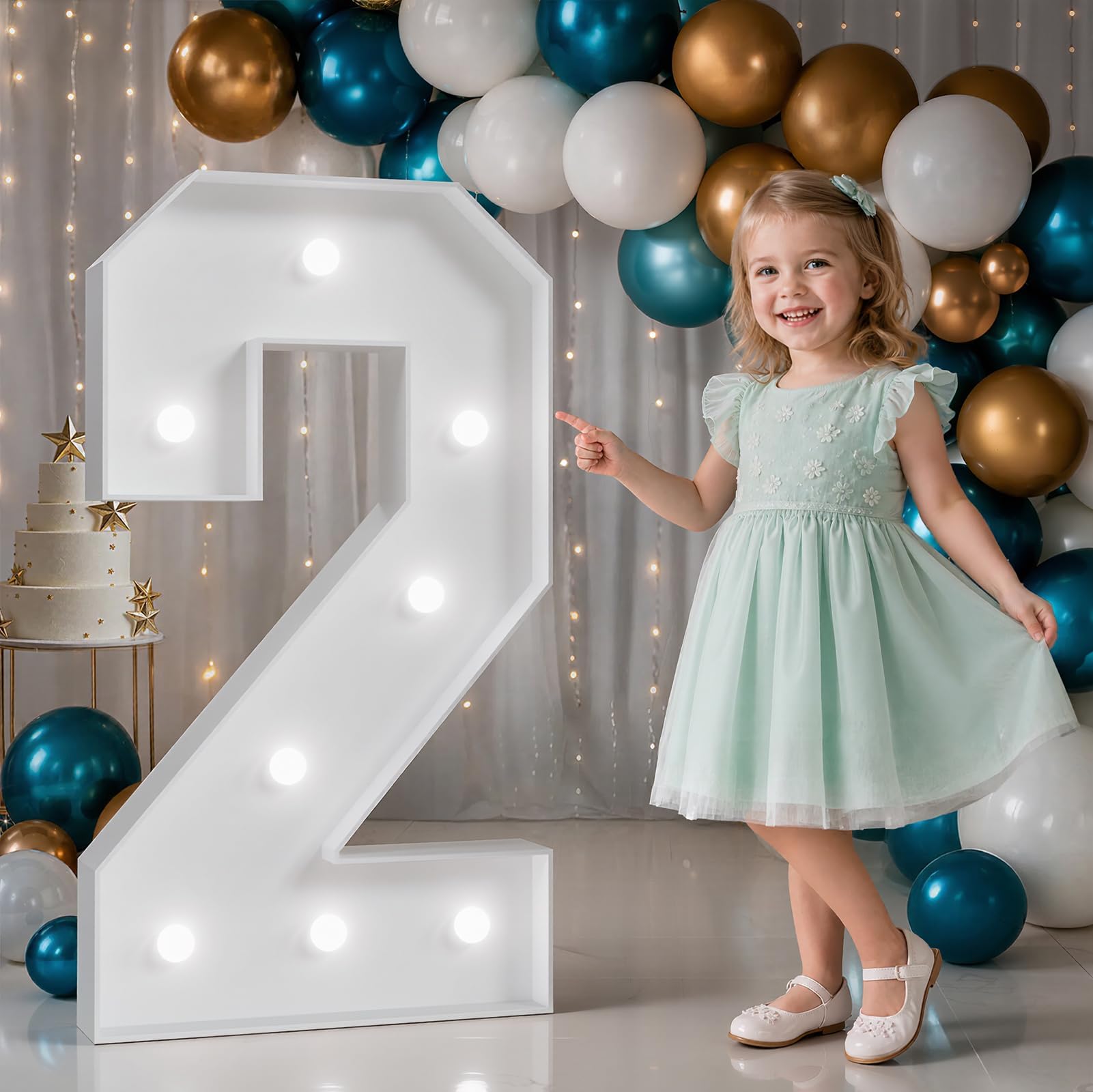 Marquee Numbers 3 Feet Tall, Cool White Light Up Numbers 2 for Party