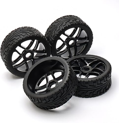 Jiuwu 4 unids Llantas de Goma Llanta RC 1:8 Off-Road Neumático 0.669 in Junta Hexagonal Negro